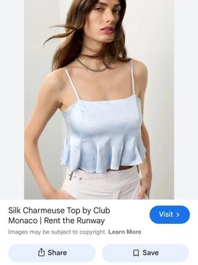 Club Monaco Pale Blue Silk Spaghetti-Strap Cami